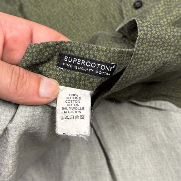 XACUS Tailored Fit Dress Shirt Floral Green Italy Cotton Long Sleeve 15.5 Medium - Picture 8 of 8